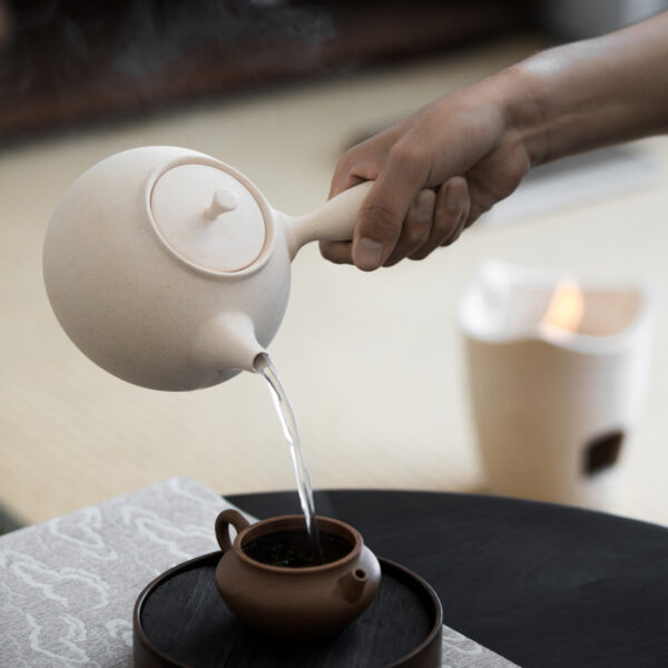TSB1BB002 2 Gray Japanese Teapot and Tea Stove Set Ceramic