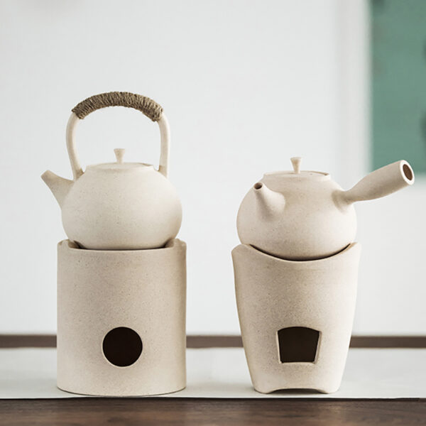 TSB1BB002 b Gray Japanese Teapot and Tea Stove Set Ceramic