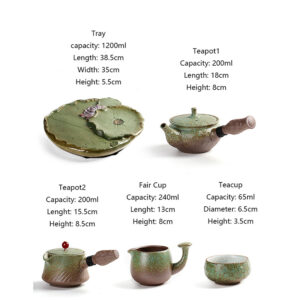 TSB1BB003 b6 Lotus Japanese Gongfu Tea Set Rough Pottery