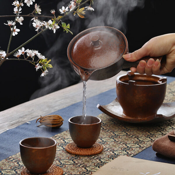TSB1BB005 3 Vintage Japanese Teapot and Tea Stove Set Ceramic