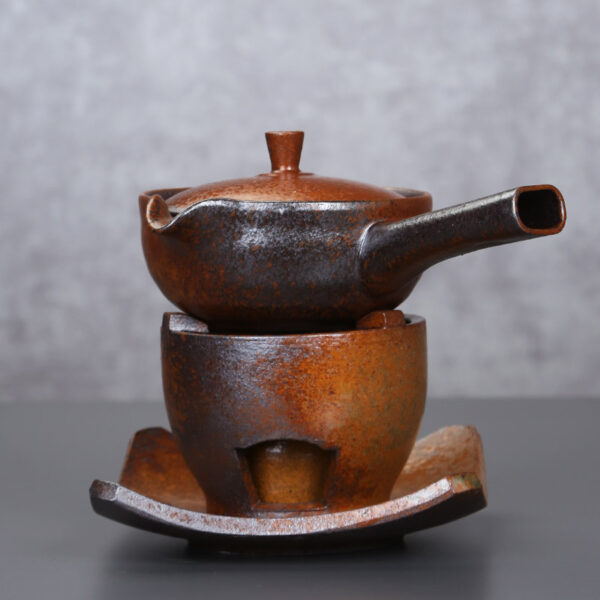 TSB1BB005 v1 Vintage Japanese Teapot and Tea Stove Set Ceramic