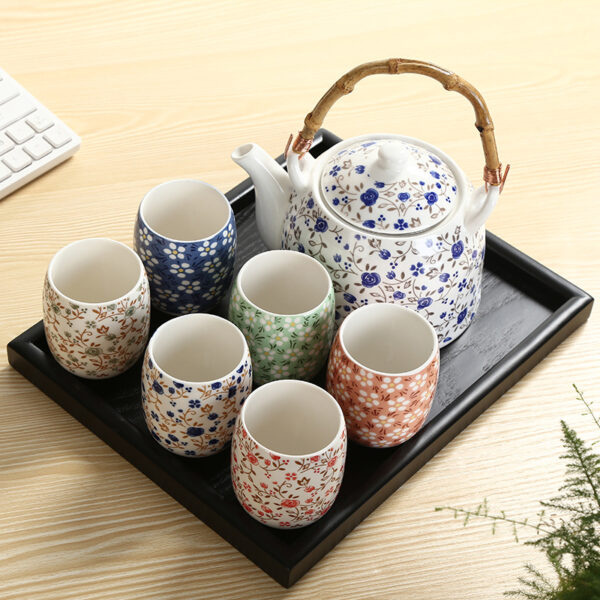 TSB1BB006 v1 Flowers Japanese Gongfu Tea Set Modern Teapot Set