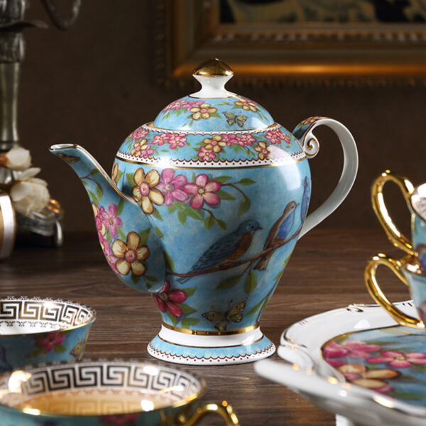 TSB1BB011 C 1 Blue Bird Teapot Set Bone China English Tea Set