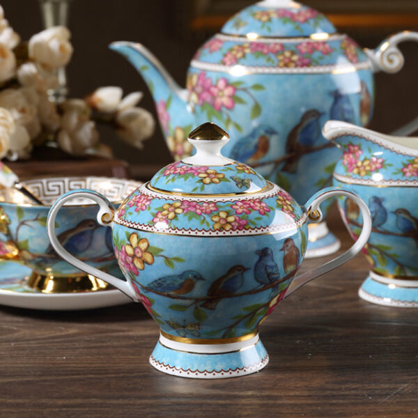 TSB1BB011 C 3 Blue Bird Teapot Set Bone China English Tea Set