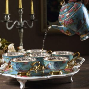 TSB1BB011 C D1 Blue Bird Teapot Set Bone China English Tea Set