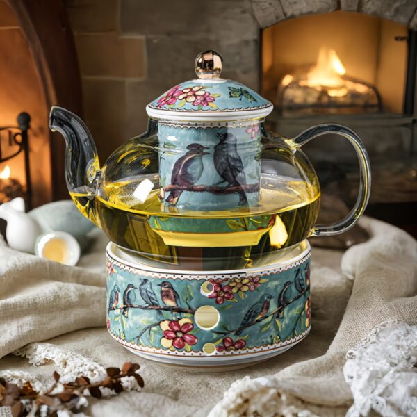 TSB1BB011 S1 Blue Bird English Tea Set Bone China with Warmer