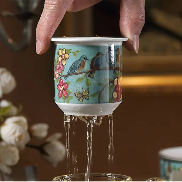 TSB1BB011 S2 Blue Bird English Tea Set Bone China with Warmer