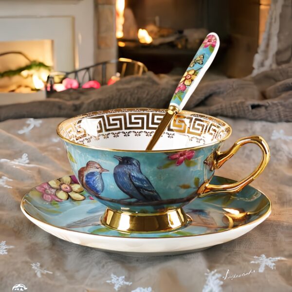 TSB1BB011 S4 Blue Bird English Tea Set Bone China with Warmer