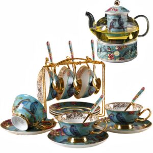 TSB1BB011 sv2 Blue Bird English Tea Set Bone China with Warmer