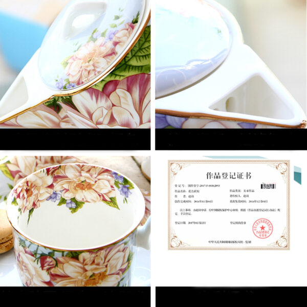 TSB1BB012 7 Flowers English Tea Set Bone China Teapot Set