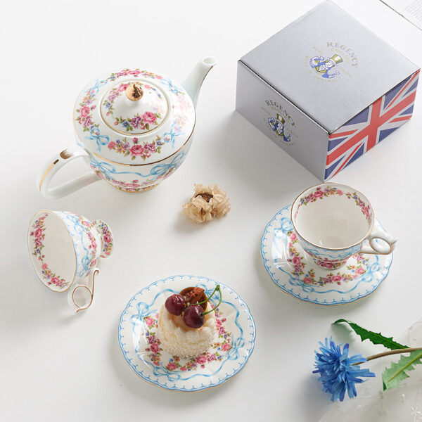 TSB20BB008 8 Floral English Tea Set Bone China Vintage Teapot Set