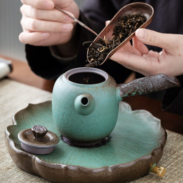 TSB20BB009 3 Lotus Japanese Tea Set Handmade Ceramic Teapot Set