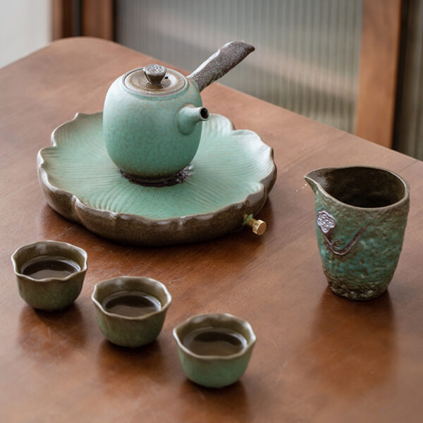 TSB20BB009 F Lotus Japanese Tea Set Handmade Ceramic Teapot Set
