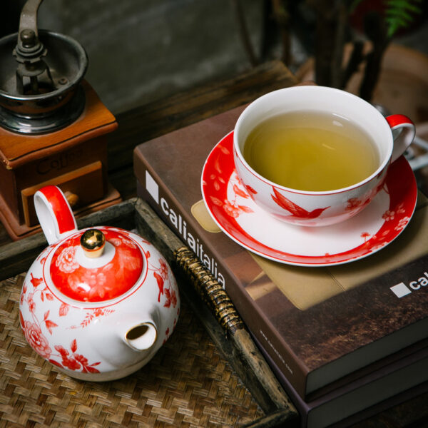 TSB21BB001 2 Peony Tea for One Set Porcelain Teapot Set Red