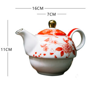 TSB21BB001 D2 Peony Tea for One Set Porcelain Teapot Set Red