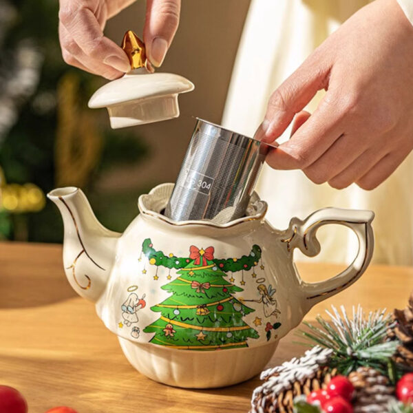 TSB21BB002 3 Christmas Tea Set for One Porcelain Teapot Set