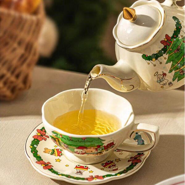TSB21BB002 4 Christmas Tea Set for One Porcelain Teapot Set
