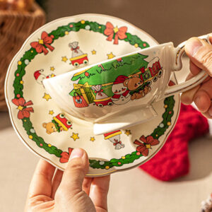 TSB21BB002 7 Christmas Tea Set for One Porcelain Teapot Set