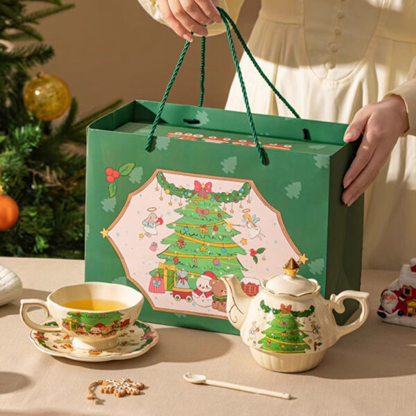 TSB21BB002 8 Christmas Tea Set for One Porcelain Teapot Set