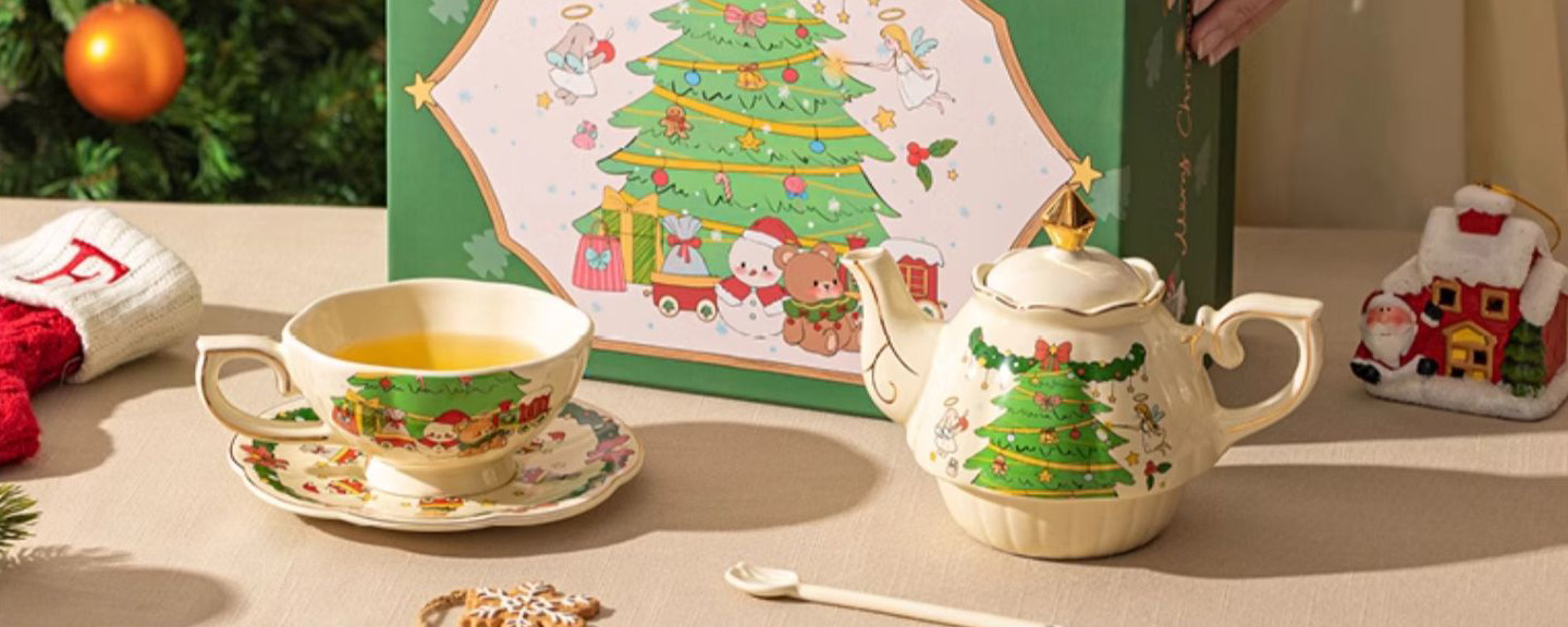 TSB21BB002 D1 Christmas Tea Set for One Porcelain Teapot Set