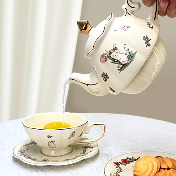 TSB21BB004 3 Rabbit Tea Set for One Porcelain Teapot with Infuser