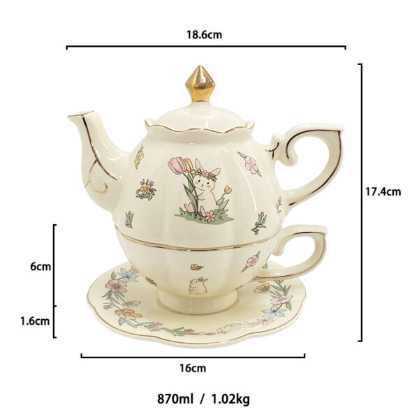 TSB21BB004 5 Rabbit Tea Set for One Porcelain Teapot with Infuser