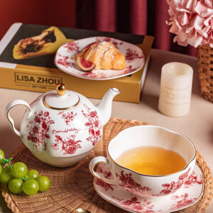 TSB21BB005 3 Rose Tea for One Set Porcelain Teapot Set Red