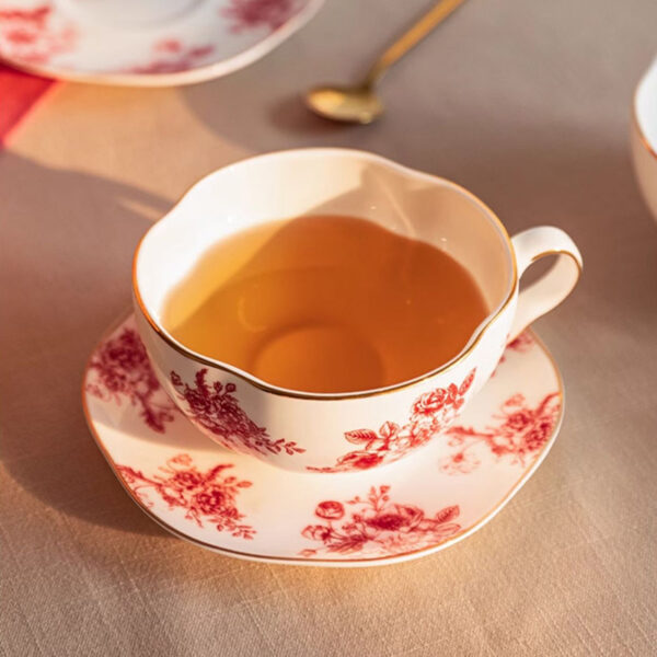 TSB21BB005 5 Rose Tea for One Set Porcelain Teapot Set Red