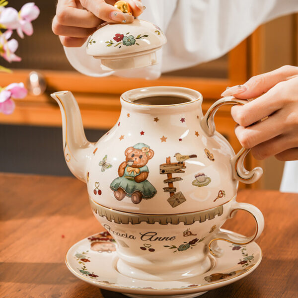 TSB21BB006 2 Bear Tea for One Set Porcelain Teapot Set