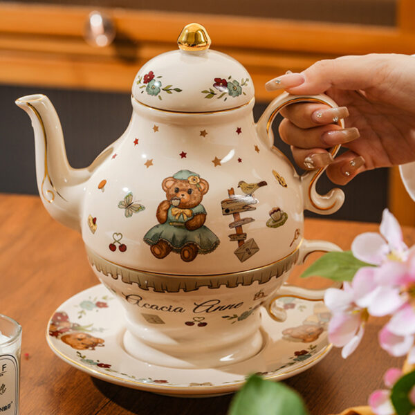 TSB21BB006 4 Bear Tea for One Set Porcelain Teapot Set