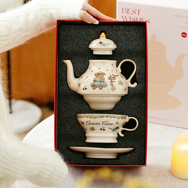 TSB21BB006 8 Bear Tea for One Set Porcelain Teapot Set