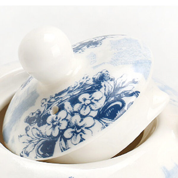 TSB21BB010 6 Peacock Tea Set for One Porcelain Teapot Blue and White