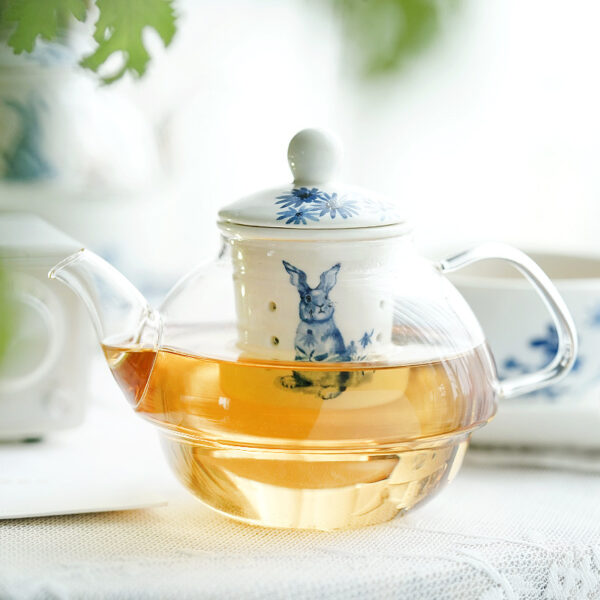 TSB21BB011 5 Rabbit Tea for One Set Glass Teapot with Infuser