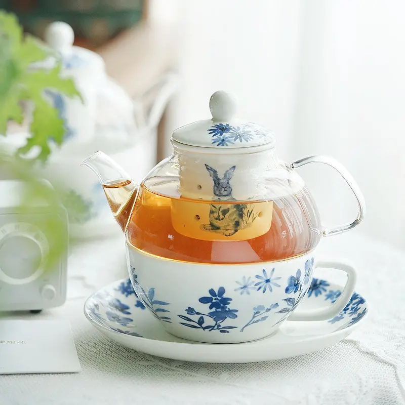 Rabbit Tea for One Set Glass Teapot with Infuser