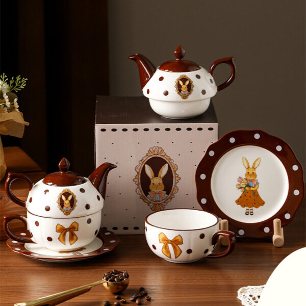TSB21BB014 2 Cartoon-bunny Tea Set for One Porcelain Teapot Set
