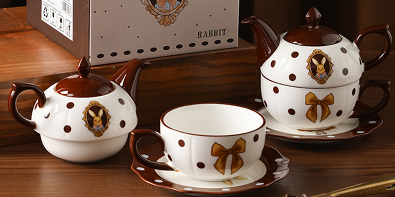 TSB21BB014 D1 Cartoon-bunny Tea Set for One Porcelain Teapot Set