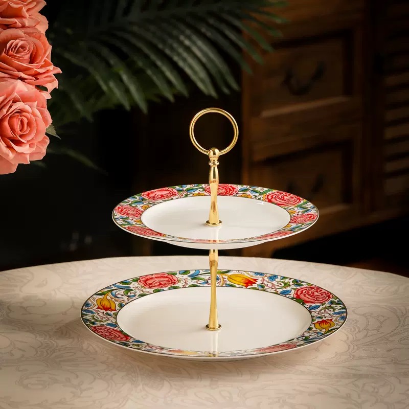 Floral Cupcake Stand Bone China Cake Stand - Teasetbox.com