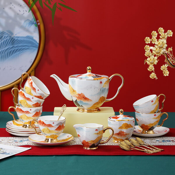 TSB21BB020 F Mountain-range English Tea Set Bone China Teapot Set