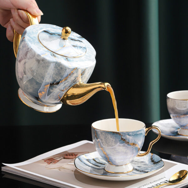 TSB21BB021 1 Exquisite English Tea Set Bone China Teapot Set 15 Pieces