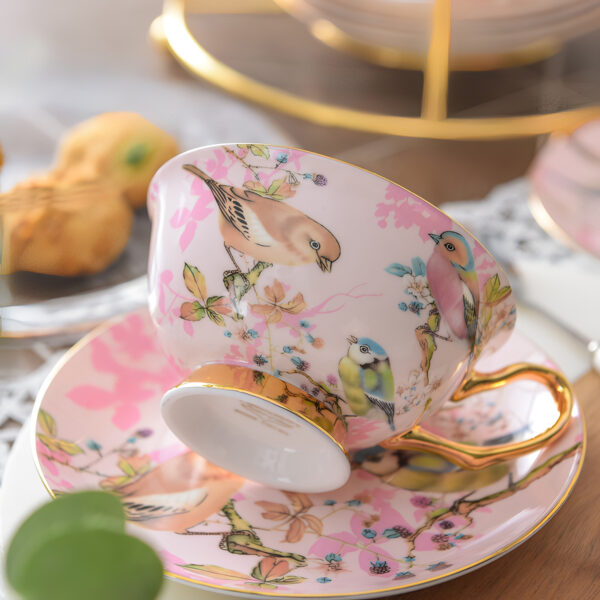 TSB23BB010 5 Pink Bird English Tea Set Bone China Teapot Set