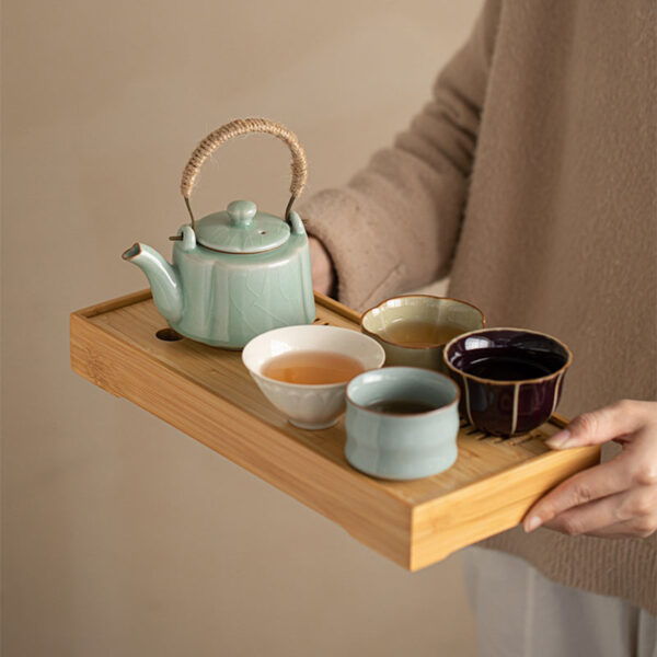TSB26BB003 8 Vintage Chinese Ceramic Tea Set with Tray