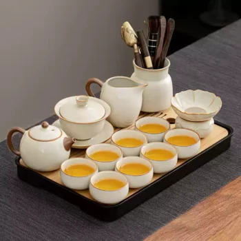 Minimalist Ru Kiln Chinese Gongfu Tea Set