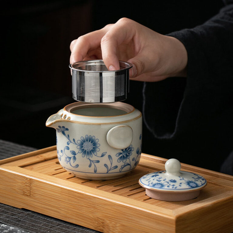 Vintage Travel Gaiwan Tea Set for two | teapot set with tray | Housewarming/Holiday/wedding gift