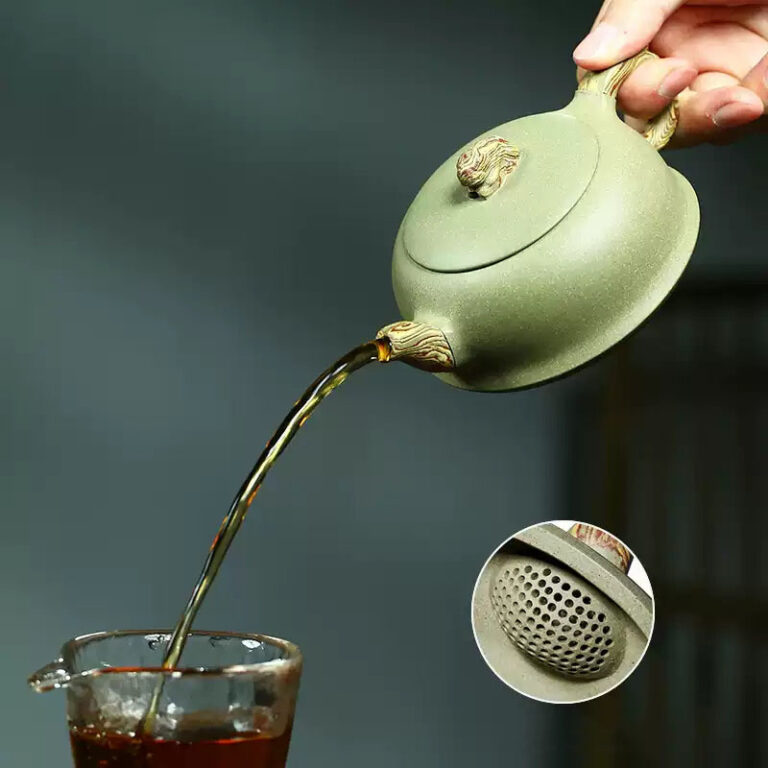 Lion Chinese Yixing Tea Set Green Zisha Teapot and Cup Set - Teasetbox.com
