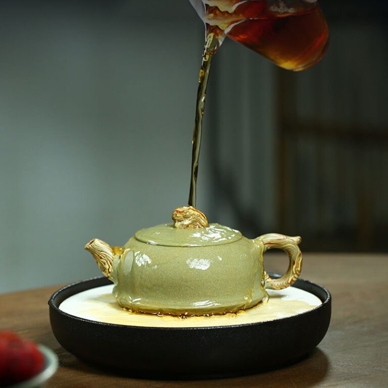 Lion Chinese Yixing Tea Set Green Zisha Teapot and Cup Set - Teasetbox.com