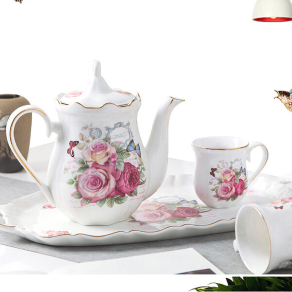 TSB2BB002 1 Flowers English Tea Set Porcelain Teapot Set 8 Pieces
