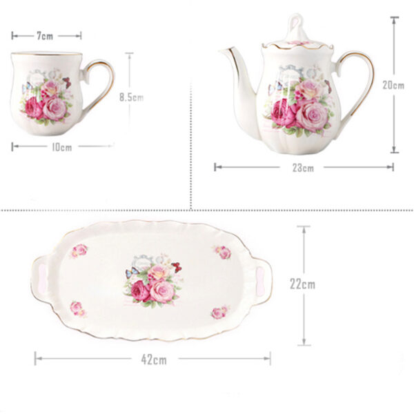 TSB2BB002 5 Flowers English Tea Set Porcelain Teapot Set 8 Pieces