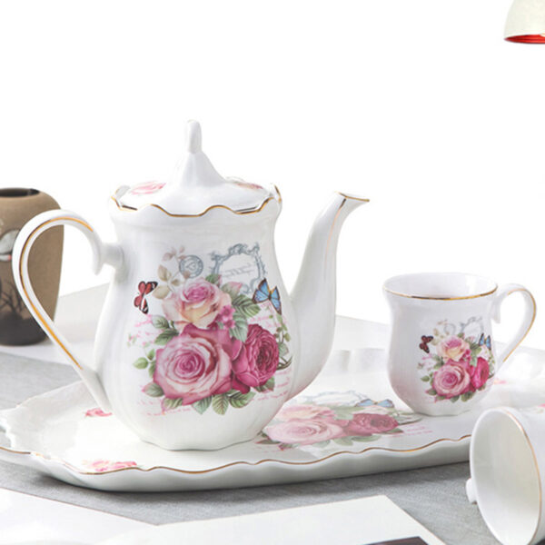 TSB2BB002 B1 Flowers English Tea Set Porcelain Teapot Set 8 Pieces