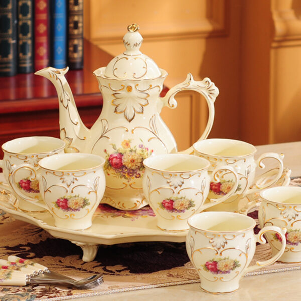 TSB2BB003 6 8-Piece Luxury English Tea Set Porcelain British Teapot Set