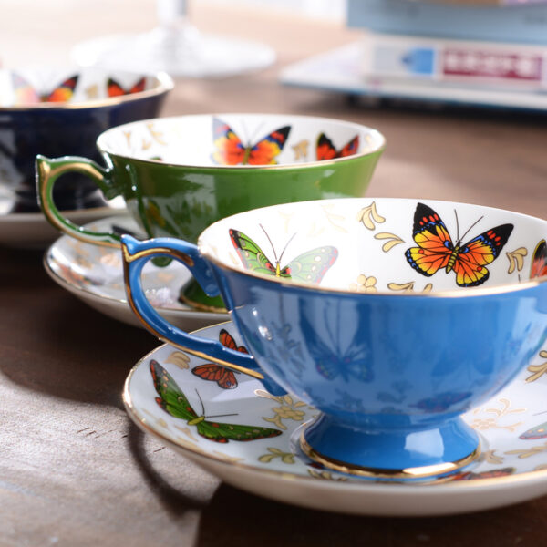 TSB2BB005 3 Butterfly Tea Cup and Saucer Set Bone China